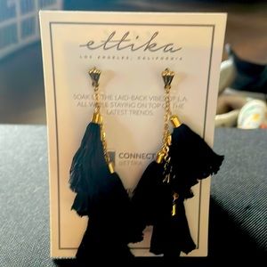 Black/Gold Tassel Earrings